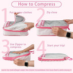 7 Pcs Compression Packing Cubes for Travel Luggage, Lightweight Suitcase Organizer Bags Set, Compression Packaging Cube for T