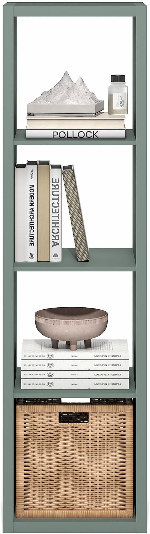 Furinno Cubicle Book Shelf, Vertical 4-Cube Bookshelf, Extra Thick Horizontally & Vertically Reversible Bookcase with Open Ba