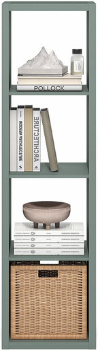 Furinno Cubicle Book Shelf, Vertical 4-Cube Bookshelf, Extra Thick Horizontally & Vertically Reversible Bookcase with Open Ba