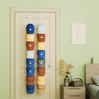 SWTYMIKI Over Door Hat Organizer - 2 Packs Metal Wall Mounted Hat Rack with 16 Hooks Design, Hanging Baseball Cap Organizer S