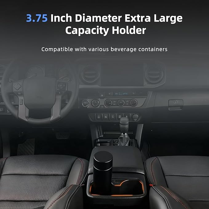 Oversized Cup Holder Compatible with Toyota Tacoma 3rd Gen 2016-2023, ABS Plastic Car Cup Holder Tray Replacement for 3.75" D