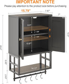 Farmhouse Medicine Cabinet - 3-Tier Wall Mounted Storage Organizer with Adjustable Shelves, Towel Bar, 5 Hooks for Small Bath