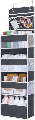 Univivi Over The Door Organizer with 6 Side Mesh Pockets, 5 Shelf Door Hanging Organizer Large Capacity Door Storage for Clos