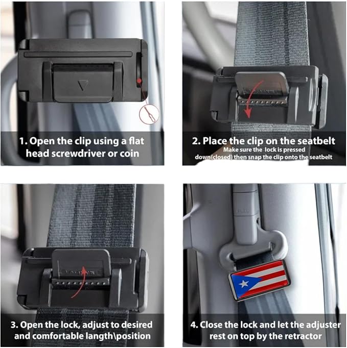 2PCS Puerto Rico Flag Car Seatbelt Adjuster car Universal Car Seat Belt Pads Cover for More Comfortable Driving, Seat Belt Shoulder Strap