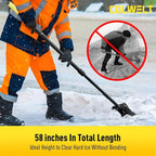 Colwelt Metal Snow Shovel 58’’, Heavy Duty Ice Scraper for Driveway, Snow Ice Chopper Shoveling Tool with Thickened Blade, Ice Shovel for Sidewalk Ice Removal, Flat Shovel Floor Cleaning Scraper