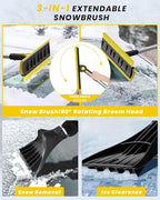 helloleiboo 2025 Extra Long 55.7" Ice Scrapers for Car Windshield Multi-Functional Detachable Car Ice Scraper with Foam Grip and 270° Pivoting Brush Head Snow Brush for SUV Truck Auto(Yellow)