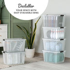 Lifetime Appliance Parts 6 PACK 34 Qt. Plastic Storage Bin Tote Organizing Container with Ultra Durable Lid & Secure Latching