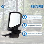 Right Passenger Side Mirror Fits 2021-2026 Ford F150 With Manual Folding Power Glass Heated Blind Spot Turn Signal Puddle Light Temperature Sensors Matte Black Replace#ML3Z17682SA(13Pins)