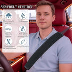 Extended Seat Belt Cover Pad, 2 Pack Soft & Comfortable Universal Seatbelt Covers for Adults and Kids, Fits Car Seat Belts, Armrest, and Backpacks (Black)