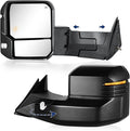 Towing Mirror Compatible with 2022-2025 Tundra with Blind Spot Monitoring Power Adjusted Heated Glass Turn Signal Backup Lamp Manual Telescoping & Folding Pair