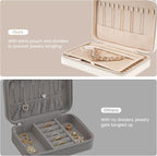 Lolalet Travel Jewelry Case for Women Girls, Travel Jewelry Organizer Box with Mirror & Clear Storage Bag, Small Portable Ear