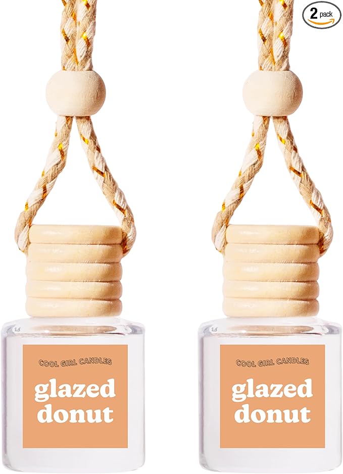 COOLGIRLCANDLES Glazed Donut Car Hanging Fragrance Oil Diffuser - Air Freshener for Essential Oils, Scents Aromatherapy Autom