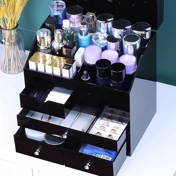 Makeup Organiser Storage 4-Layer Desktop Cosmetic Storage Box Make Up Organizer, Separation Dressing Table Makeup Organiser w