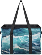 Reusable Grocery Bags Heavy Duty Shopping Bags Foldable Large Tote Bags with Long Handles & Hard Bottom