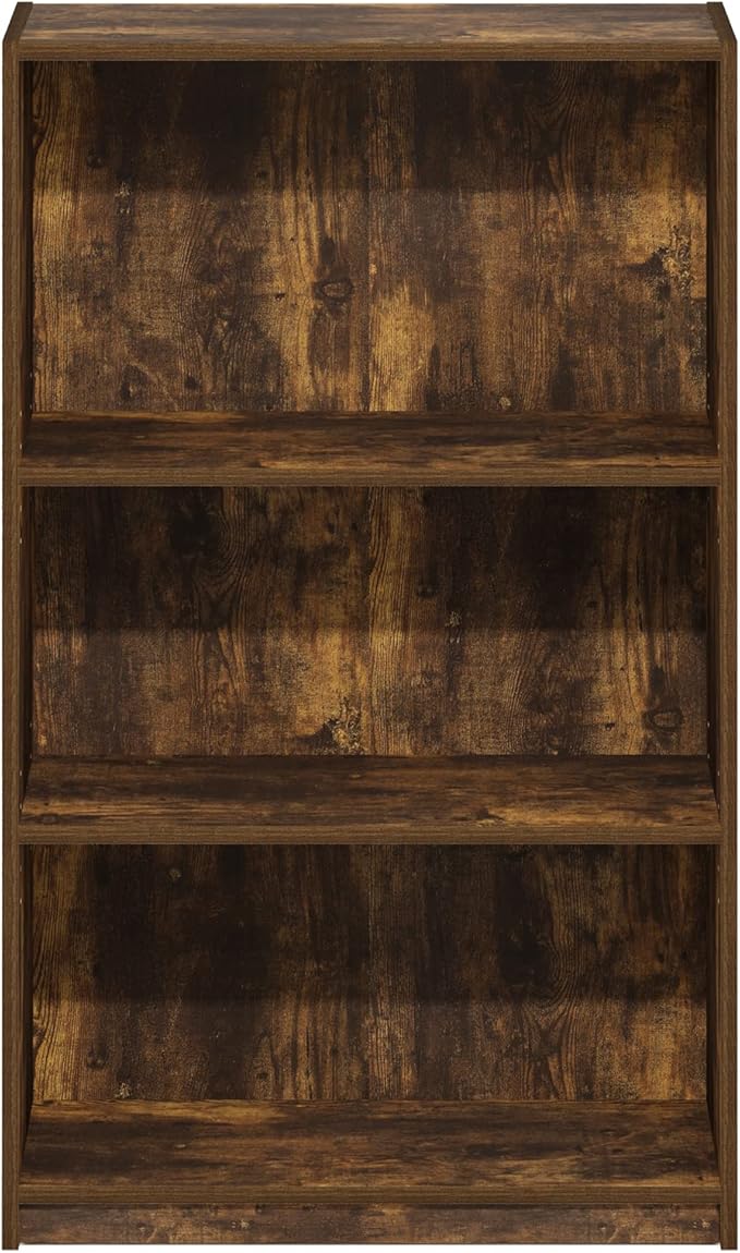 Furinno JAYA Book Shelf, 3-Tier Bookshelf, Bookcase with Adjustable Shelves, 9.5 x 24.5 x 40.3, for Organization and Storage,
