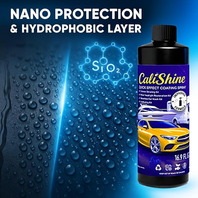 CaliShine Quick Effect Coating Spray - 16.9 fl oz Waterless Ceramic Car Wax Coat - Detail Polish & Cleaner for Cars Boat Body