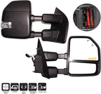 AERDM New towing mirror Black Housing with Temperature sensor fit Ford Super Duty F-250 F-350 F-450 F-550 2017 2018 2019 w/Blind Spot with arrow Lamp,Turn Signal, Puddle, Clearance and Auxiliary Lamp