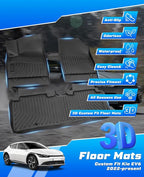 Sunsdrew Floor Mats for 2022-2024 Kia EV6 Accessories, All Weather Floor Liners Front Rear 2 Rows Car Mats TPE Rubber Raised Edge