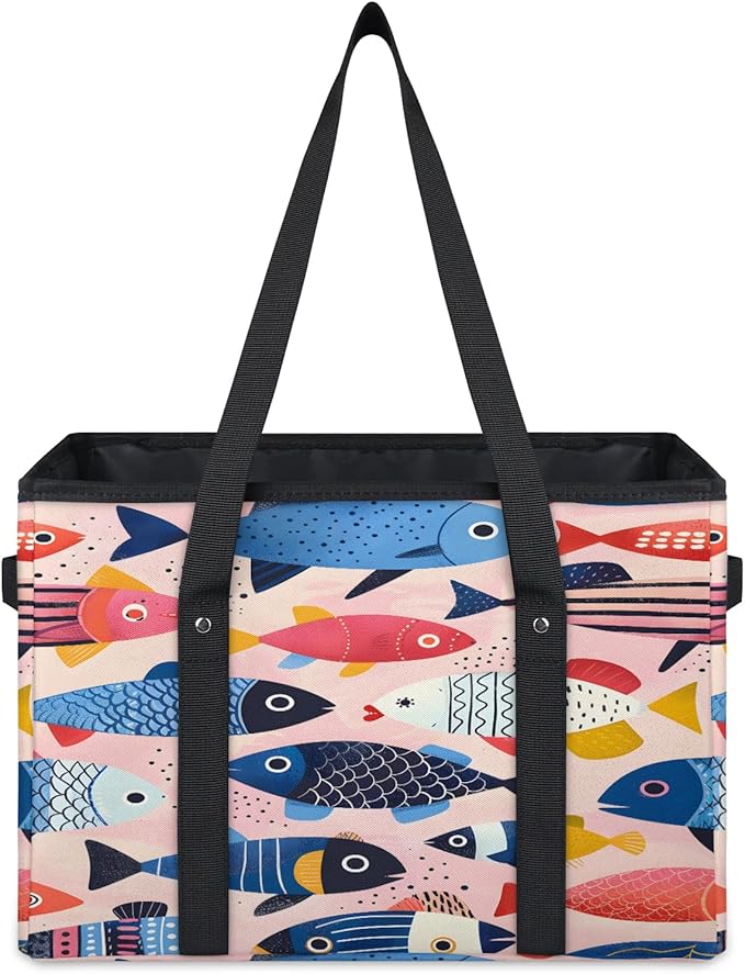 Reusable Grocery Bag, Foldable Large Shopping Tote Bag for Groceries Kitchen Picnic Car Trunk