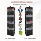 Large-Sized Hanging Shoe Organizer 10-Shelf, Sturdy Hanging Closet Organizer with 8 Side Pockets, Wider Hanging Shelves for S