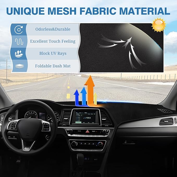 FIILINES Dash Cover for Hyundai Sonata 2015-2019, Dashboard Cover Sonata Accessories Suede Dash Cover Mat Sunshade Anti-Slip 