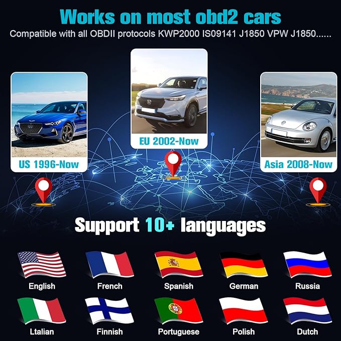 OBD2 Scanner Ease Setup Plug-Play: Clear Reset Engine Error Code Professional Code Reader Diagnostic Scan Tools with Freeze