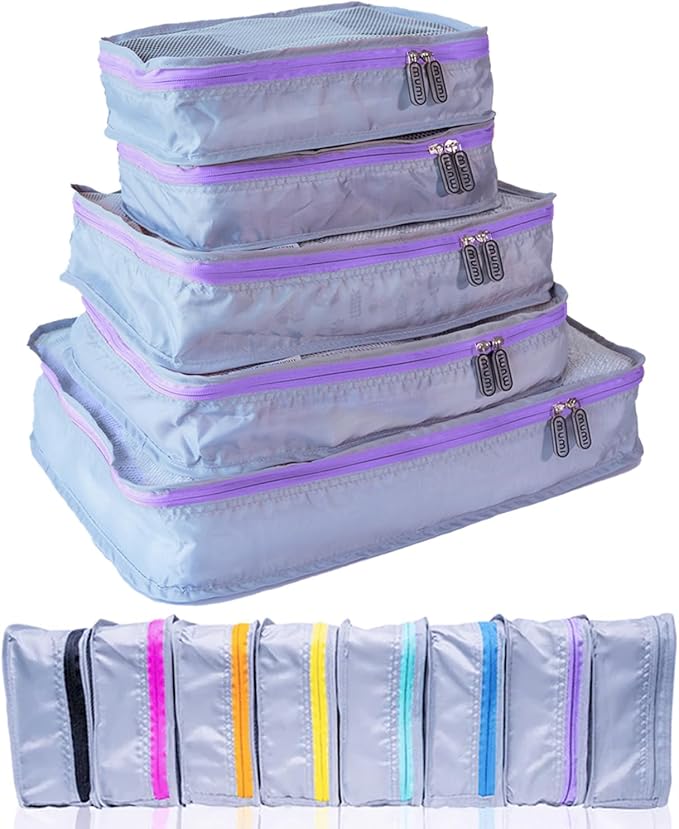MUMI Packing Cubes – 5-Piece Compression Packing Cubes for Travel, Luggage Organizers for Suitcases, Carry-On Bags, Backpacks