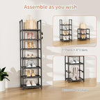 LANTEFUL Tall Shoe Rack 7 Tier Narrow Shoe Shelf Storage for 7-14 Pairs Shoe and Boot, Sturdy Shoe Storage Space Saving Corne