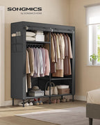 SONGMICS Wardrobe Closet, 65 Inch Heavy Duty Portable Closet, Freestanding Closet Organizer, Clothes Rack with Cover, 2 Hangi