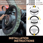 PINCTROT Large Size Chenille Leather Steering Wheel Cover, Soft Mottled Colors, Sweat-Proof, Non-Slip Grip, All-Season Comfor