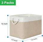 Bidtakay Large Storage Baskets for Organizing Fabric Closet Organizers Storage Bins with Handles 3-Pack 16x11.8x11.8 Inch Col