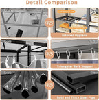 Heavy Duty Clothing Rack with Oxford Fabric Cover, Portable Closet Wardrobe with Hanging Rods, Freestanding Wardrobe, Metal C