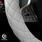 Soft Car Steering Wheel Cover for Sedan, SUV, Warm Luxury Velvet, Odorless, Universal, Anti Slip, Summer Winter, Gray, D Shap