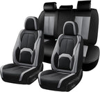 Coverado Car Seat Covers, Leather Seat Covers Full Set, Waterproof Car Seat Protector with Lumbar Support, Automotive Seat Co