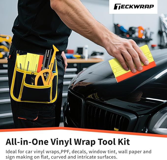 TECKWRAP Vinyl Wrap Tool Kit Window Tint Kit Tools Car Wrap Kit, Squeegee, Retractable Utility Knife, Safety Vinyl Cutter, Vinyl Wrap for Car, Window Tint Car Wrap Vinyl