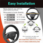 PINCTROT D Shaped 14 Inch Small Sized Steering Wheel Cover Great Grip with 3D Honeycomb Anti-Slip Design, Flat Bottom 14 Inch (All Black)