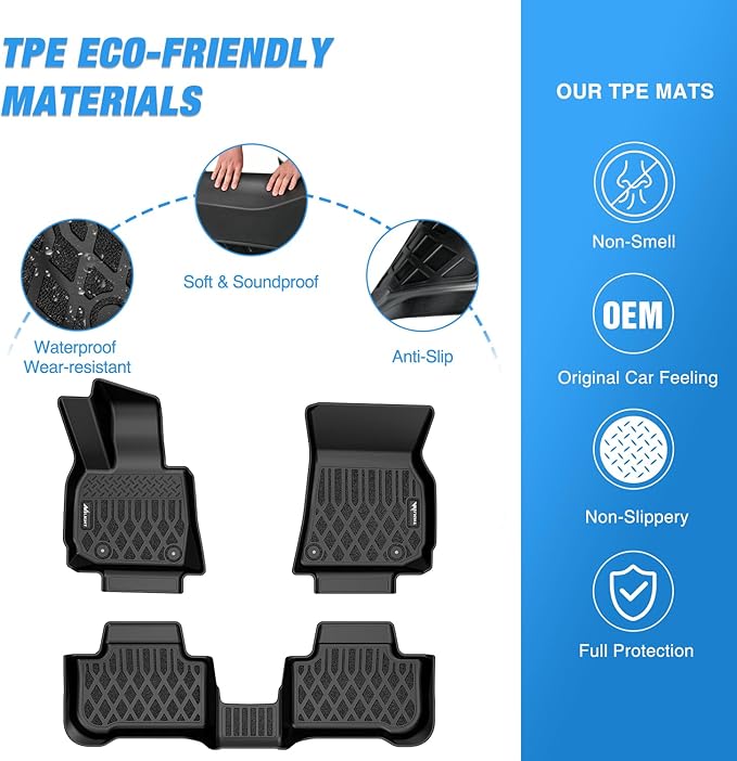 Nilight TPE Floor Mats for BMW X3 2025 2026 All Weather Custom Fit Heavy Duty Floor Liners