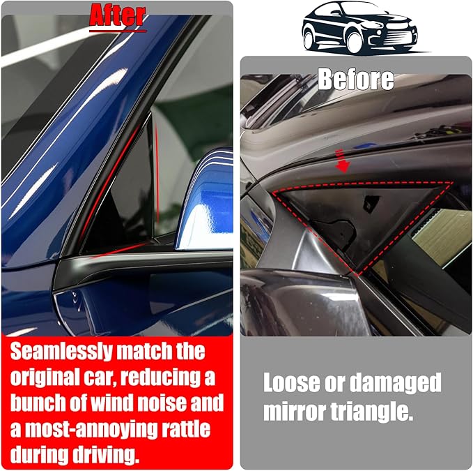 Jaronx Compatible with Tesla Mirror Triangle Cover Model Y 2020-2024, 1495632-00-B Model Y Driver Side Mirror Triangle Trim, A-Pillar Applique Mirror Triangle Panel Trim For Tesla Model Y Accessories