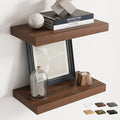 16 Inch Floating Shelves for Wall Set of 2, 8"D Wood Grain Bathroom Shelves with Invisible Brackets, Easy Install Engineered 