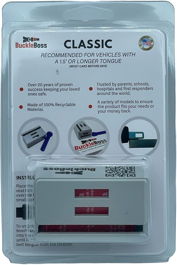 Buckle Boss Original Classic Seat Belt Lock | Original Seat Belt Guard Made with Strong ABS | for Special Needs Passengers | Easy Installation | Preventing Passengers from Unbuckling Their Seat Belts