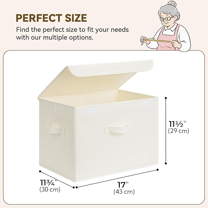GRANNY SAYS Closet Storage Bins, Decorative Storage Boxes with Lids, Clothes Organizing Bins, Lidded Baskets for Toys, Clothi