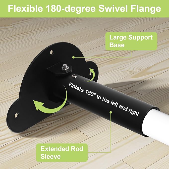 Adjustable Shower Curtain Rod Bracket 1 Pack Aluminum Alloy Shower Curtain Rod Single Swivel Flange Heavy Duty Closet Rod Bra