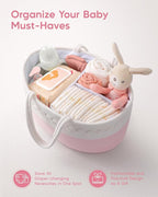 Maliton Diaper Caddy for Baby Girl-Cotton Rope Diaper Caddy, Diaper Organizer for Changing Table, Portable Baby Basket for St