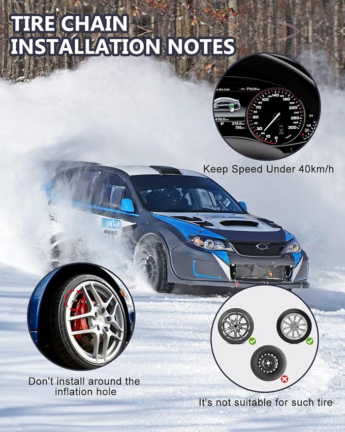 SCITOO QG2243CAM Snow Chains for Car Pickup Trucks SUV,Universal Emergency Tire Traction Chain,Anti-Skid Thickening Tire Chai