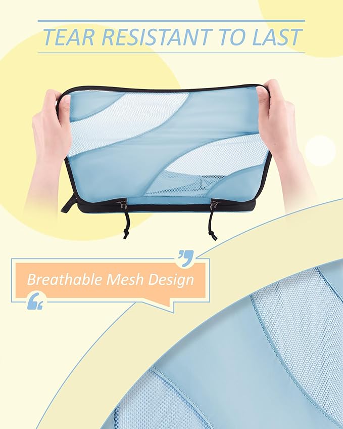 BAGSMART Compression Packing Cubes, 6 Set/4 Set/2 Set Travel Packing Cubes for Carry on Suitcases, Compression Suitcase Organ