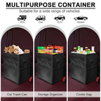 Car Trash Can Bin with Lid - Collapsible Car Garbage Can with Storage Pockets-Black Mini Leakproof Vehicle Trash Bag-Small Automotive Organizers and Storage for Back/Front Seat SUV Truck Accessories