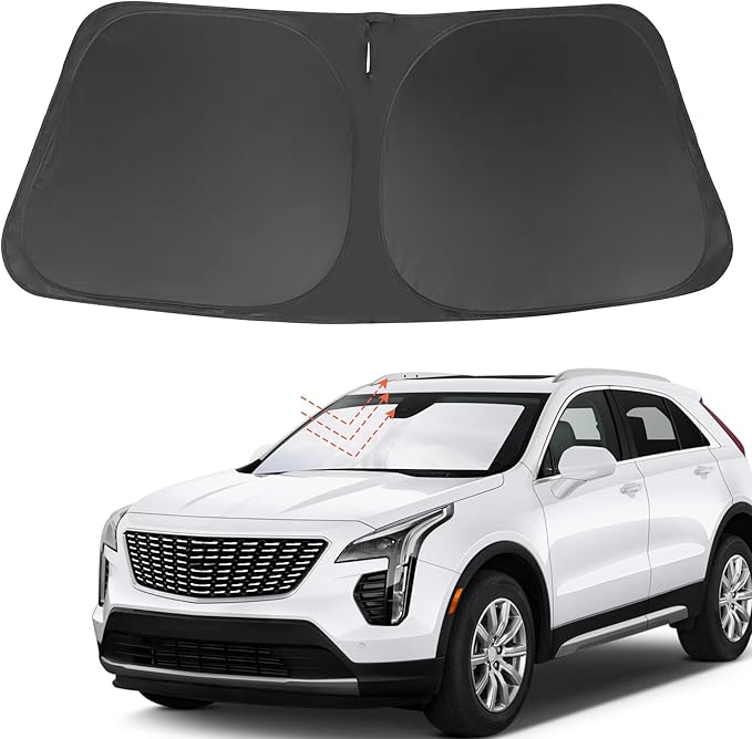 Front Windshield Sun Shade Foldable Car Front Window Sun Shade Windshield Shade Custom Fit for 2019-2024 2025 Cadillac XT4 Block UV Rays Accessories Heat Keep Cooler
