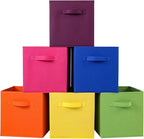 Stero Fabric Storage Bins 6 Pack Fun Colored Durable Storage Cubes with Fabric Handles Foldable Cube Baskets for Home, Kids R