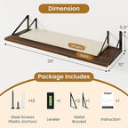 Walnut Deep Floating Shelves for Wall,36" Wx10 D Wood Wall Shelves with Metal Brackets,Hanging Storage Floating Shelf for Liv