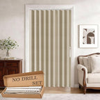 Jilron Accordion Door Curtain Set - 100% Blackout, with Curtain Rod Included, for Bedroom Privacy Protection (Beige-43 W x 78